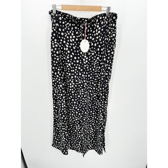 Umgee Black Cream Polka Dot High waisted Pants Size L Wide Leg NWT Teacher - Picture 10 of 10